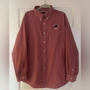 Men's Miami Heat Antigua red Porter Woven long sleeve button-down shirt XL Red